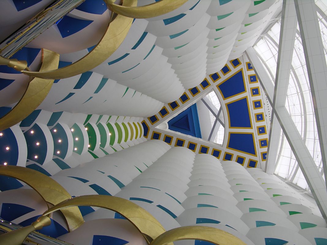 Dubai 07 Burj Al Arab 09 Atrium Ceiling From  Mezzanine